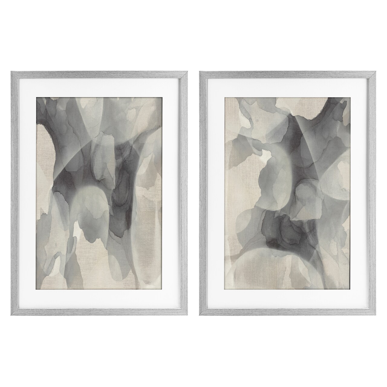 Stupell Industries Mottled Fluid Monochrome 2pc Framed Print Under Glass Set, design by Kippi Leonard
